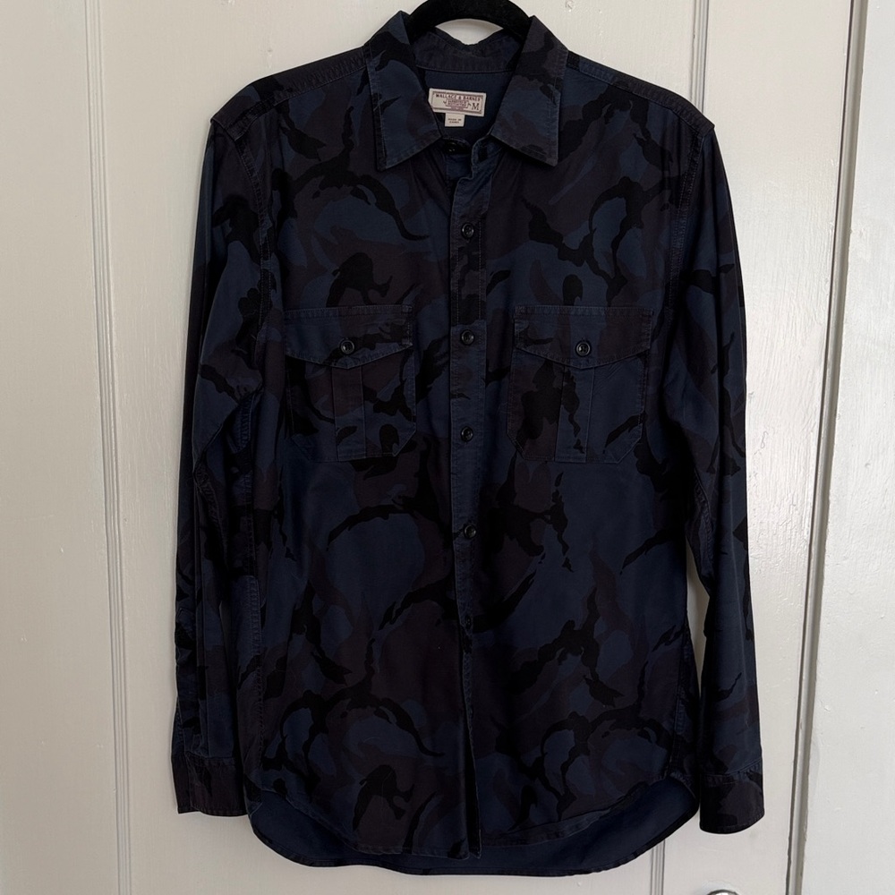Wallace & Barnes Blue Camouflage Button-Up Shirt